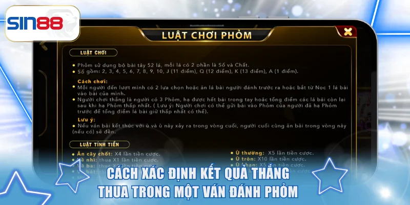 Cách xác định kết quả thắng thua trong một ván đánh Phỏm