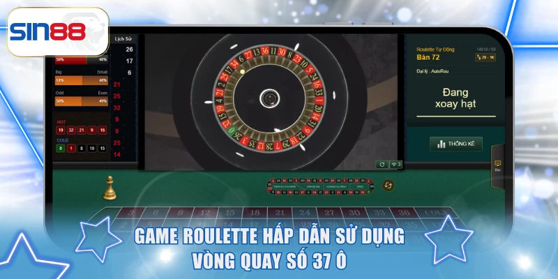Game Roulette hấp dẫn sử dụng vòng quay số 37 ô